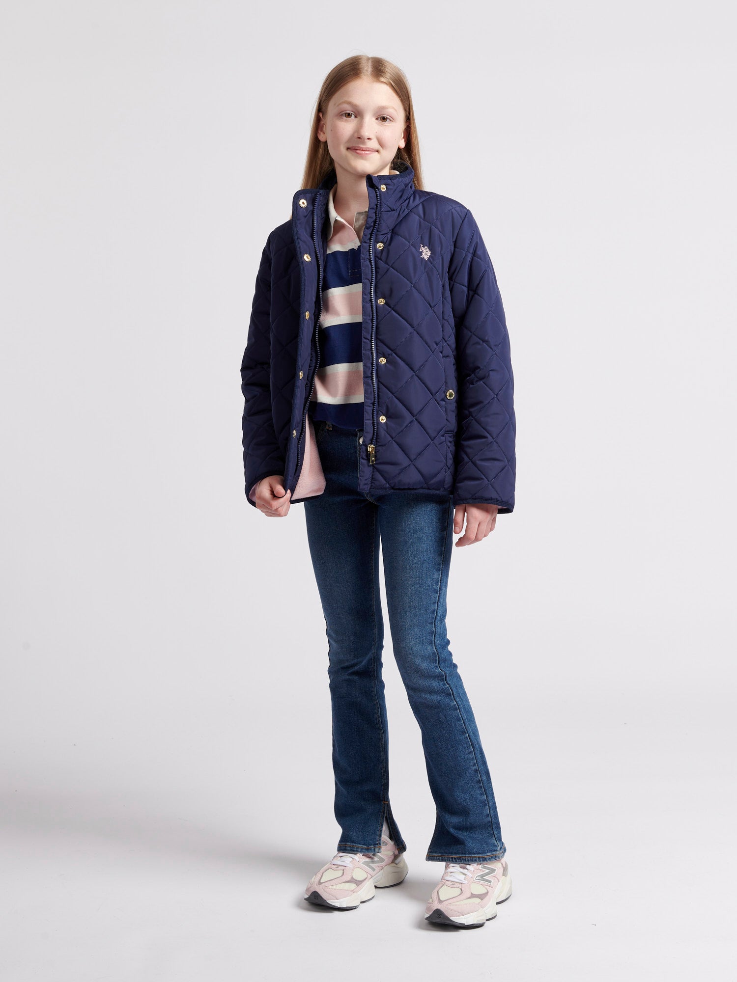 Girls Lightweight Quilted Jacket in Midnight Blue