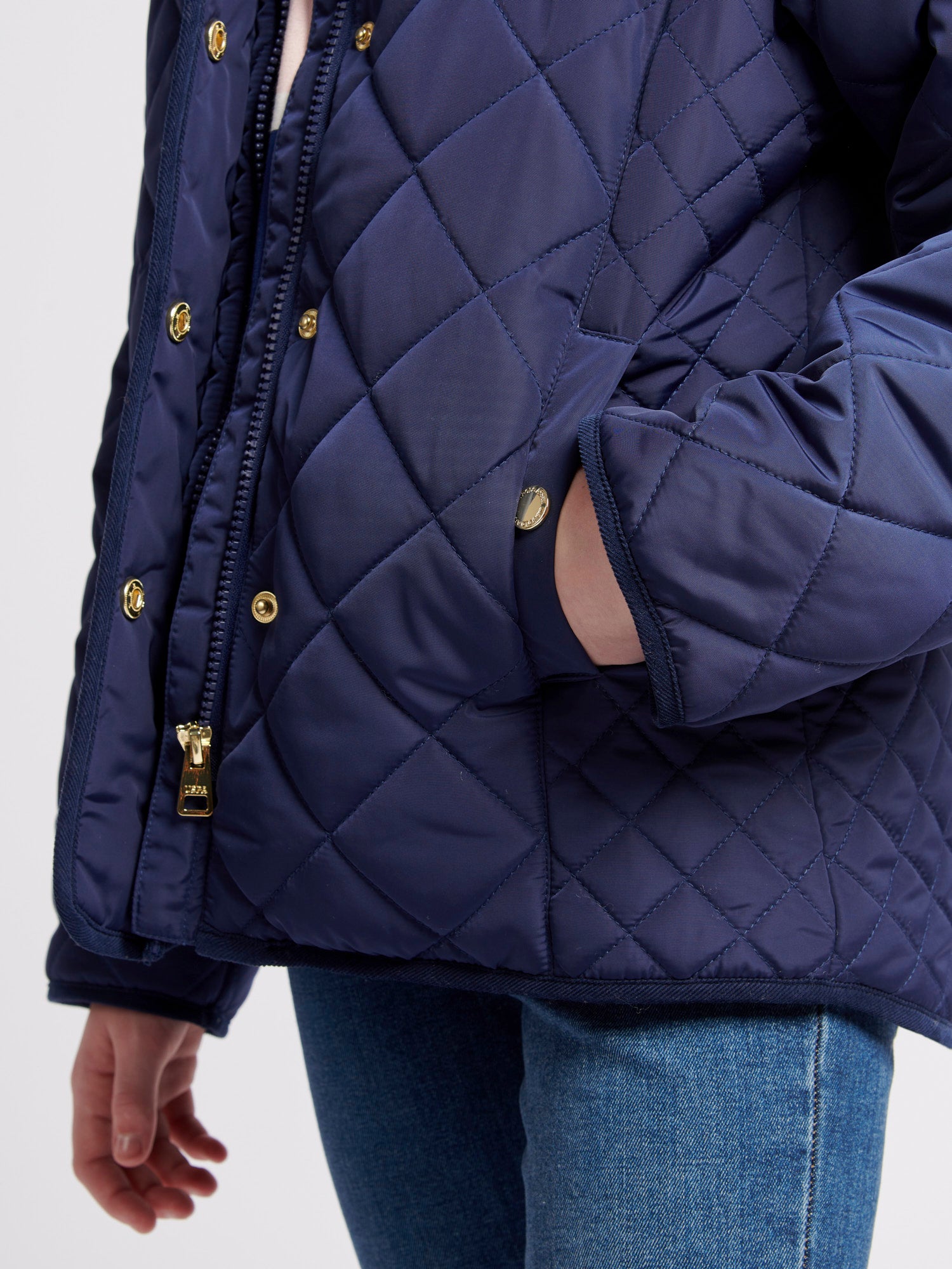 Girls Lightweight Quilted Jacket in Midnight Blue