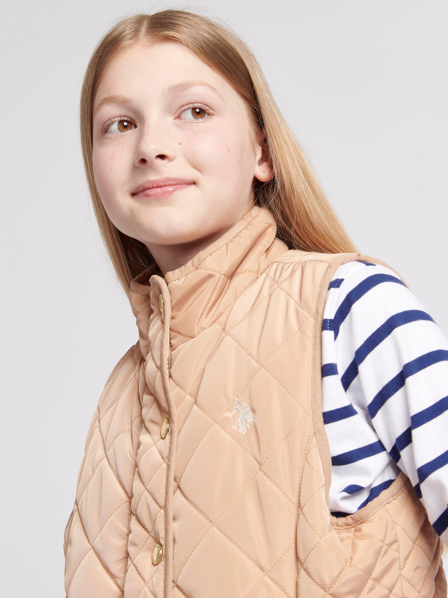 Girls Lightweight Quilted Gilet in Cuban Sand