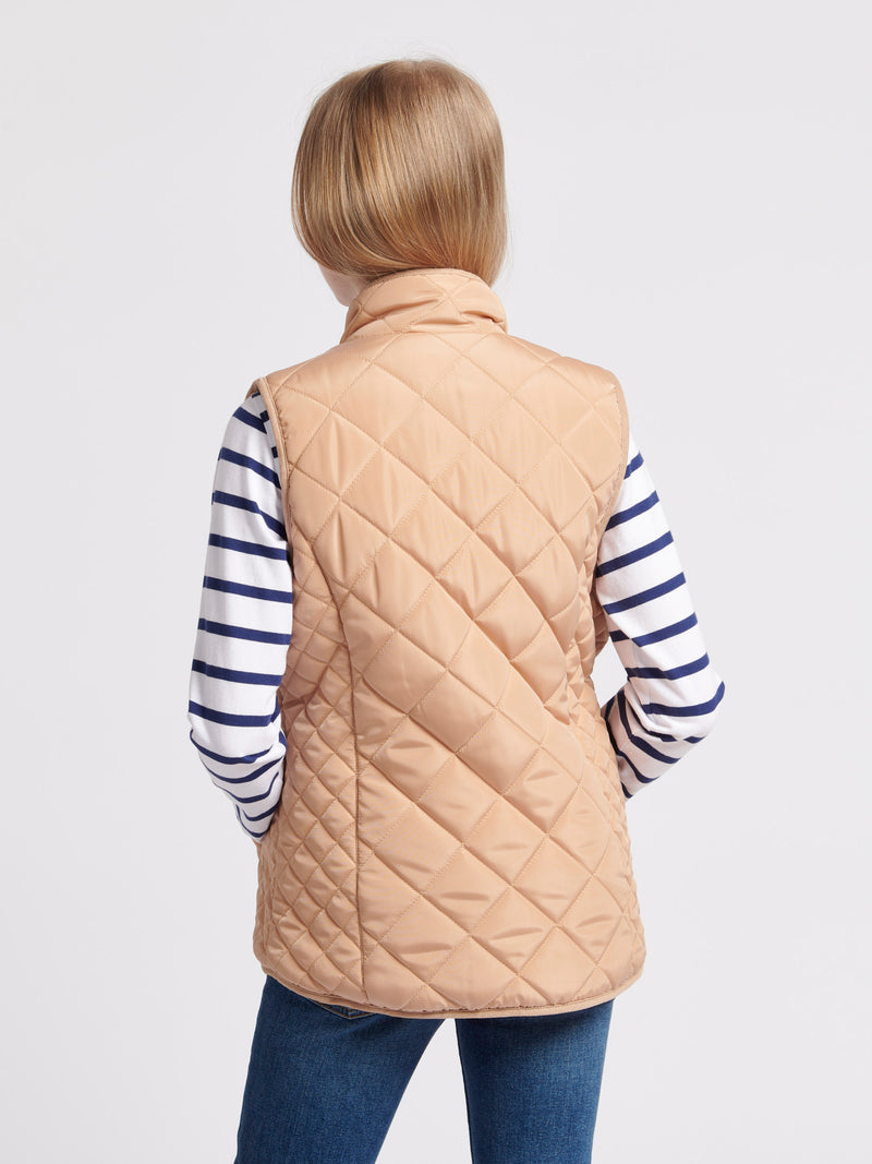 Girls Lightweight Quilted Gilet in Cuban Sand