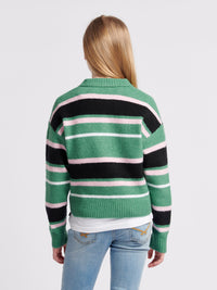 Brushed Stripe Polo Jumper Deep Sea