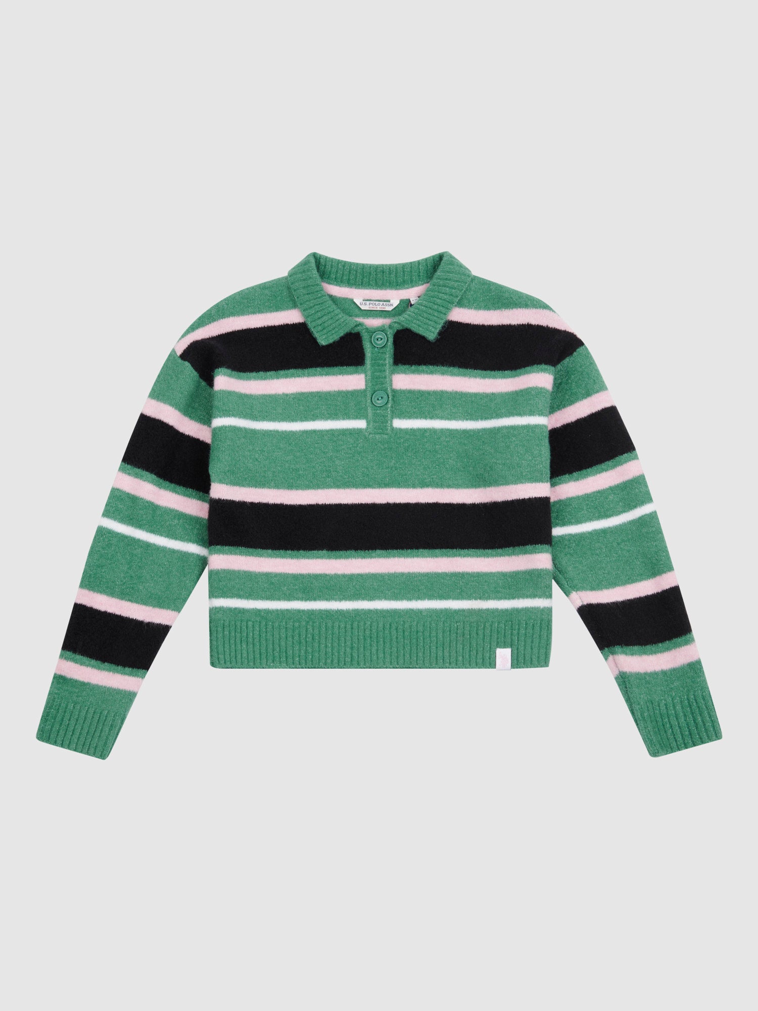 Brushed Stripe Polo Jumper Deep Sea