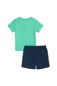 Toddler Graphic T-shirt &  Shorts Set in Aqua Green