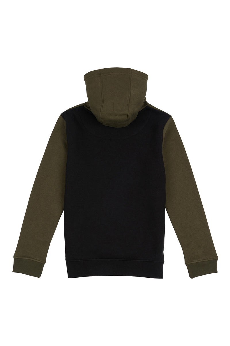 Boys Block Striped Graphic Hoodie in Army Green