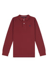 Boys Long Sleeve Pique Polo Shirt in Biking Red