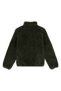 Boys Zip-Through Funnel Neck Teddy Fleece in Army Green