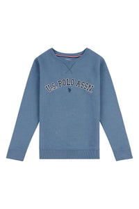 Boys College Arch Crew Neck Sweatshirt in China Blue