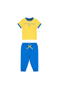 Toddlers Sport Ringer Tee And BB and Joggers set in Primrose Yellow