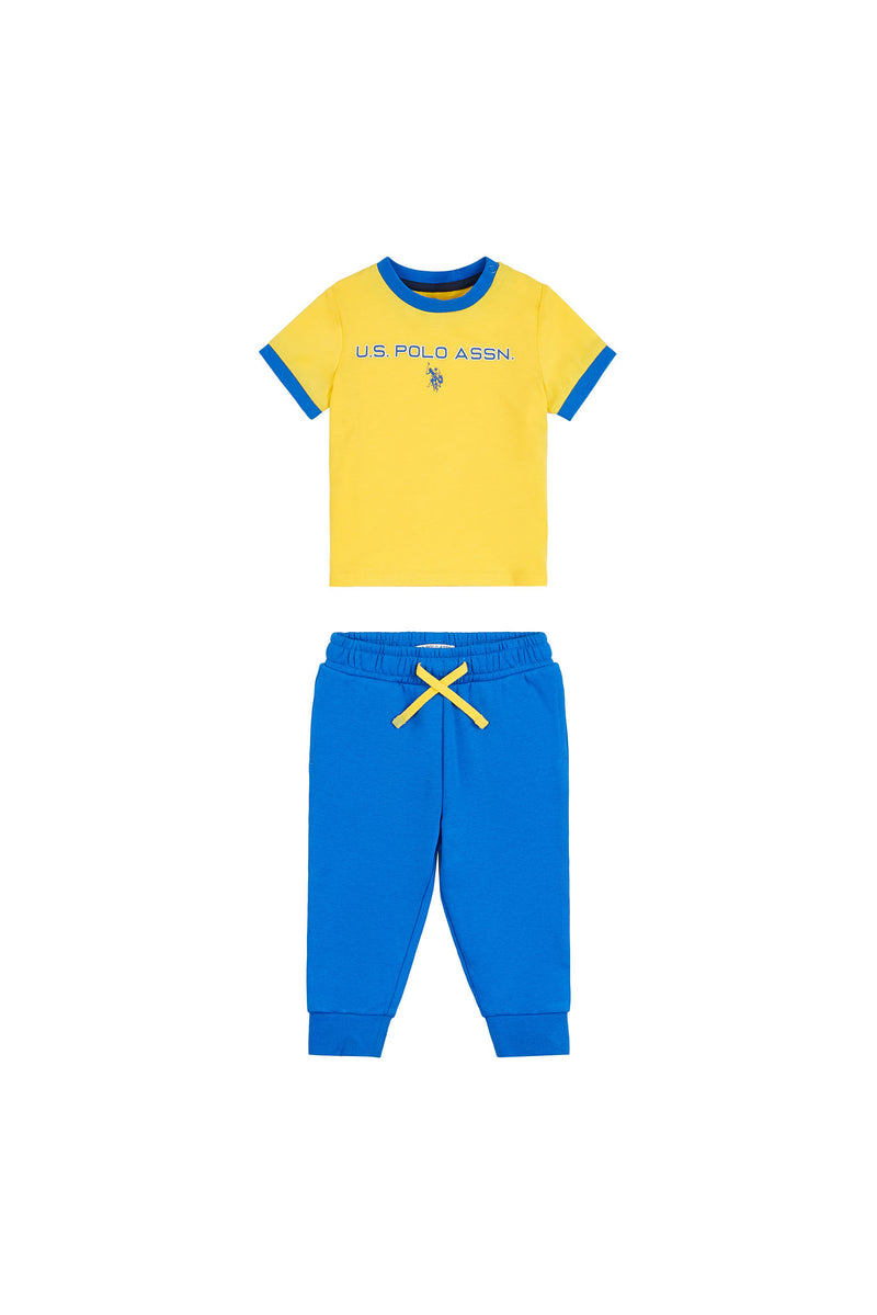 Toddlers Sport Ringer Tee And BB and Joggers set in Primrose Yellow