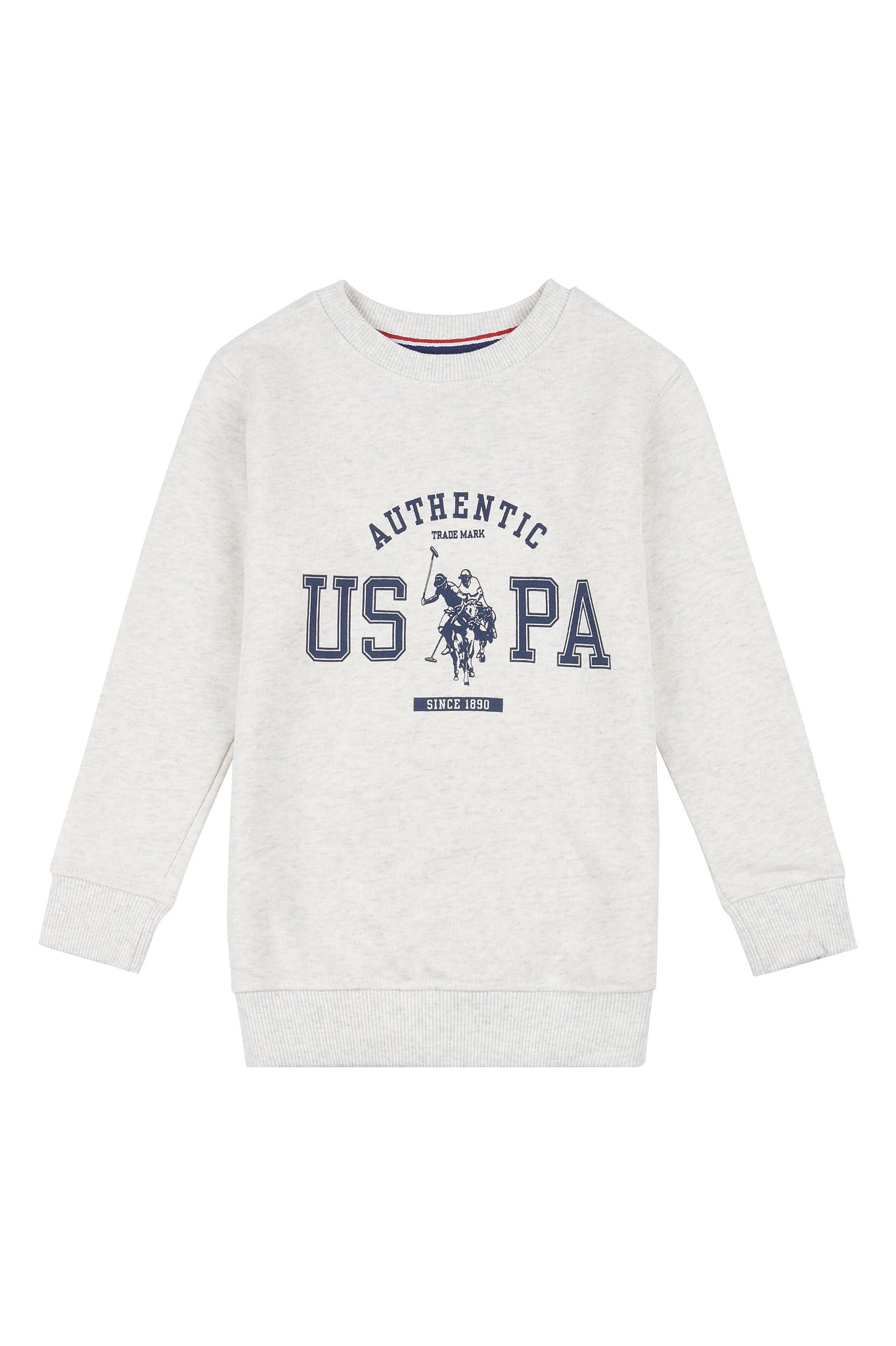 Boys Authentic USPA Crew Neck Sweatshirt in Light Grey Marl