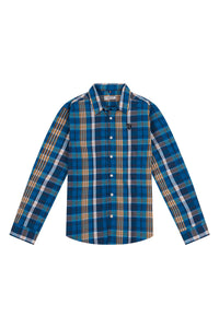 Boys Checkered Relaxed Shirt in Turkish Tile