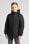 Boys Hooded Quilted Jacket in Black