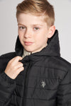 Boys Hooded Quilted Jacket in Black