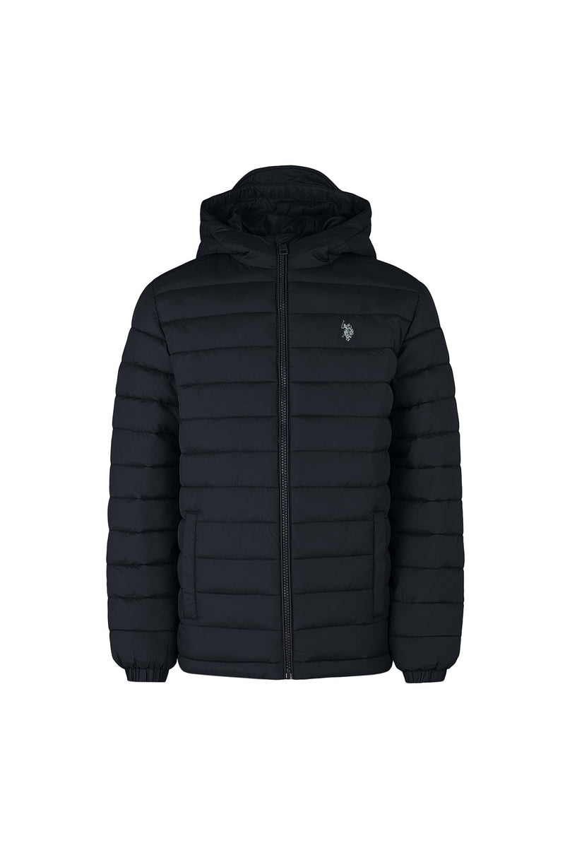 Boys Hooded Quilted Jacket in Black