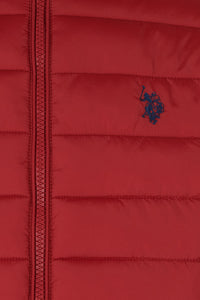 Boys Hooded Quilted Jacket in Biking Red