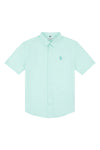 Boys Linen Blend Short Sleeve Shirt in Honey Dew