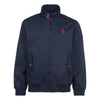 Boys Cotton Twill Harrington Jacket in Dark Sapphire Navy / Haute Red DHM