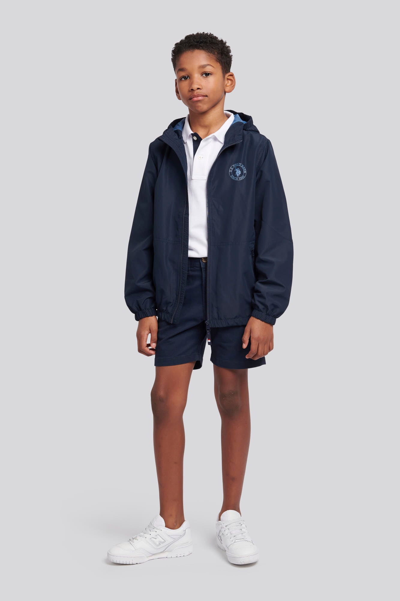 Boys Hooded Windbreaker in Dark Sapphire Navy