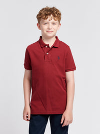 Boys Double Horsemen Polo Shirt in Tibetan Red