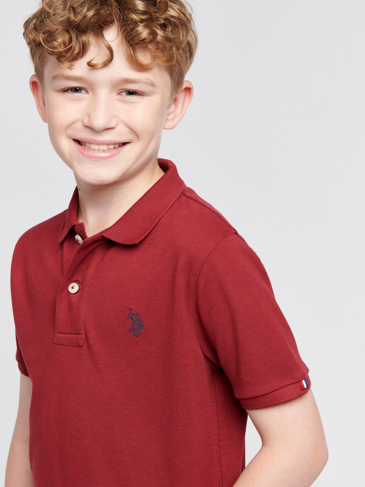 Boys Pique Polo Shirt in Tibetan Red