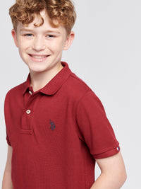 Boys Double Horsemen Polo Shirt in Tibetan Red