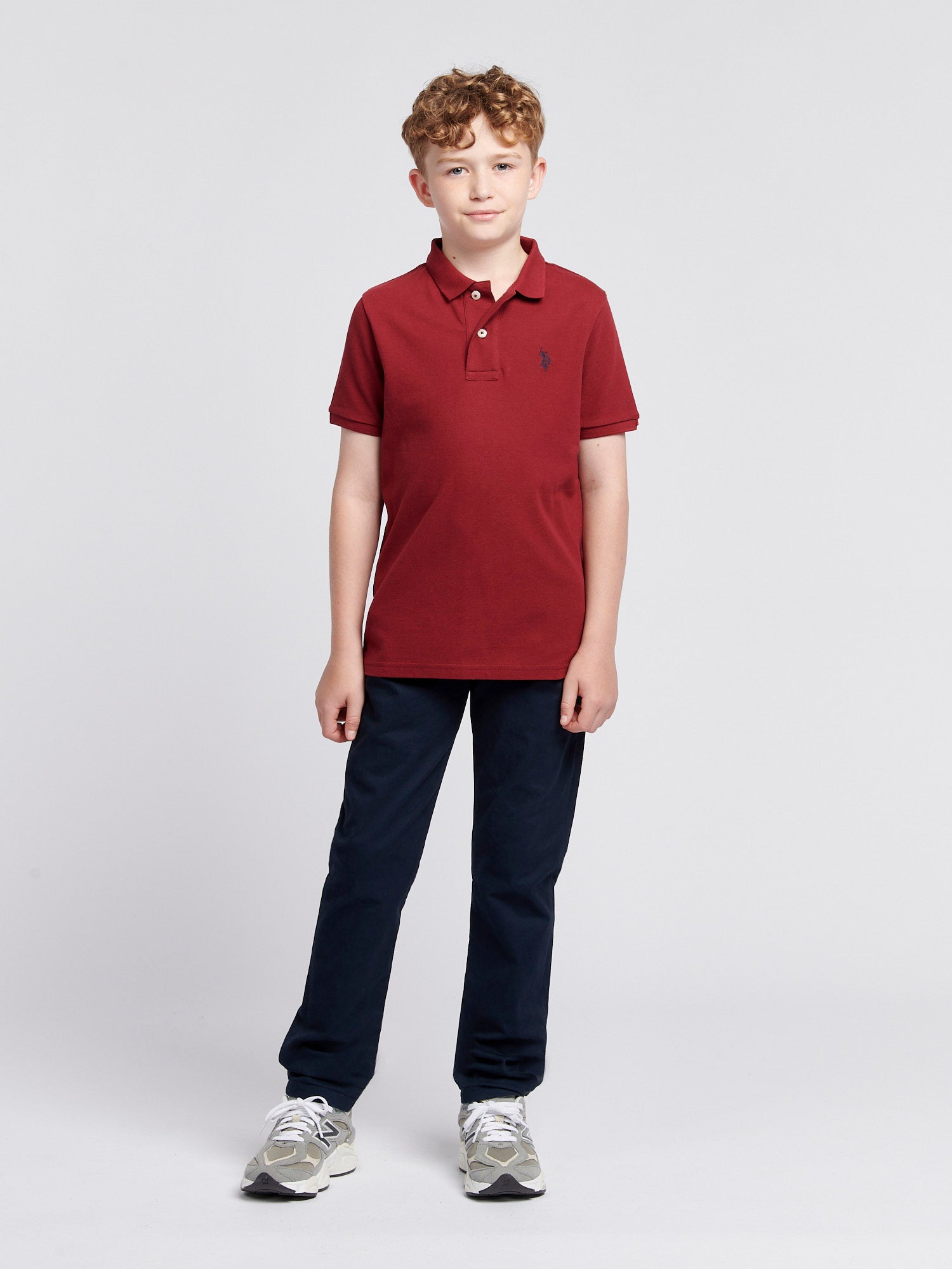 Boys Double Horsemen Polo Shirt in Tibetan Red