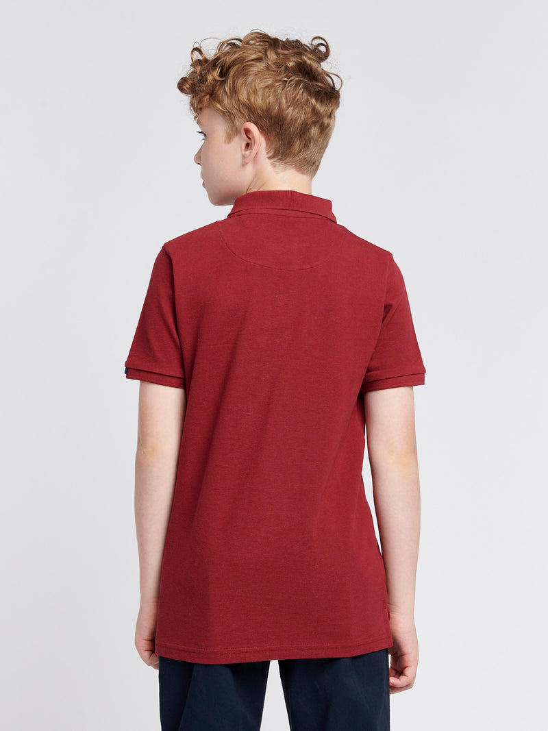 Boys Double Horsemen Polo Shirt in Tibetan Red