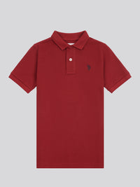 Boys Double Horsemen Polo Shirt in Tibetan Red