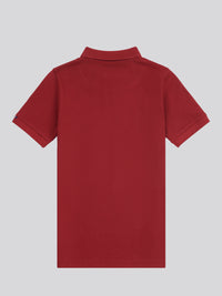 Boys Double Horsemen Polo Shirt in Tibetan Red