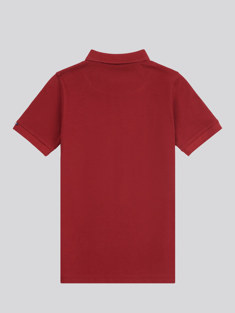 Boys Double Horsemen Polo Shirt in Tibetan Red