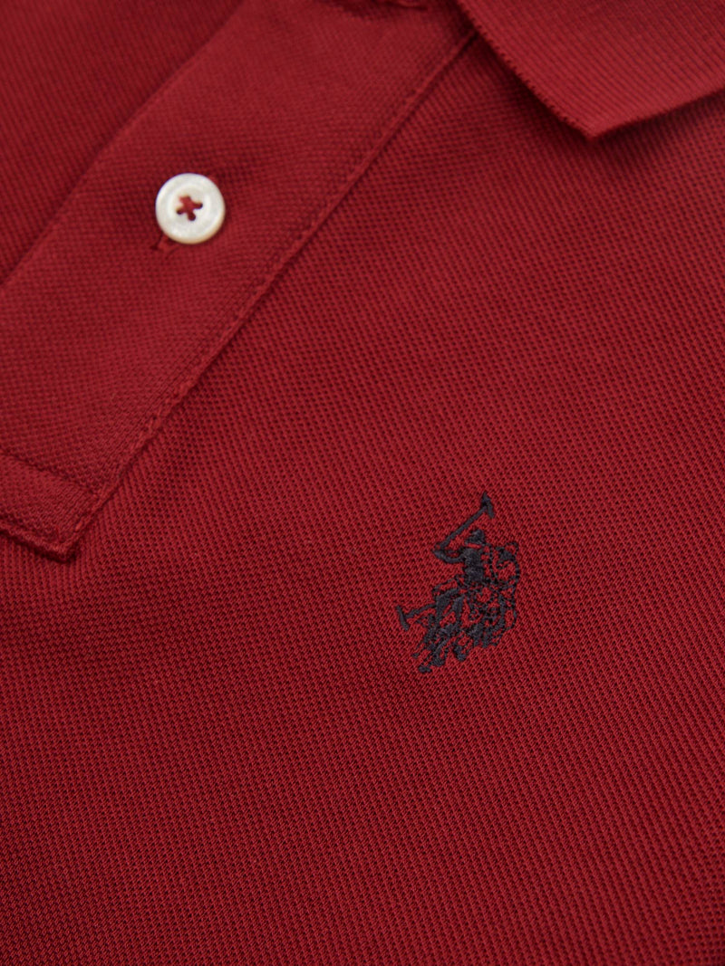 Boys Double Horsemen Polo Shirt in Tibetan Red