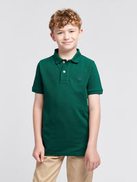 Boys Double Horsemen Polo Shirt in Rain Forest