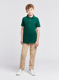 Boys Double Horsemen Polo Shirt in Rain Forest