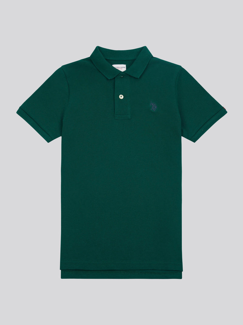 Boys Double Horsemen Polo Shirt in Rain Forest