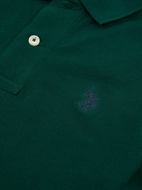 Boys Double Horsemen Polo Shirt in Rain Forest