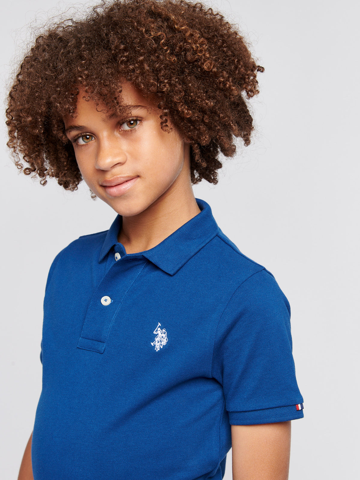 Boys Pique Polo Shirt in Navy Peony