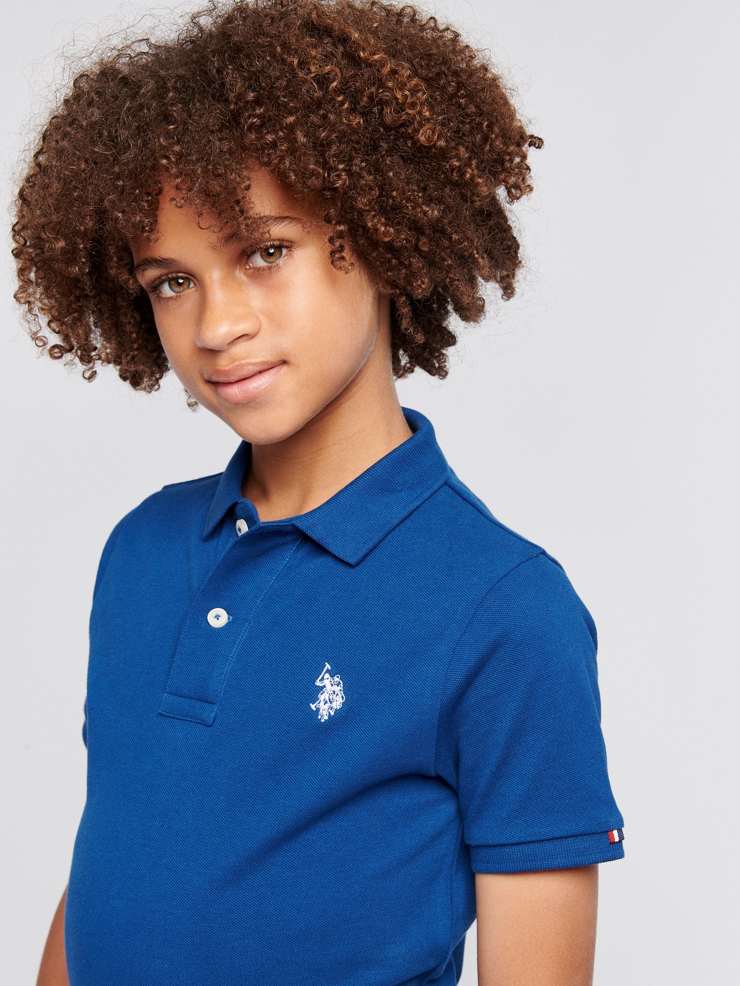 Boys Double Horsemen Polo Shirt in Navy Peony