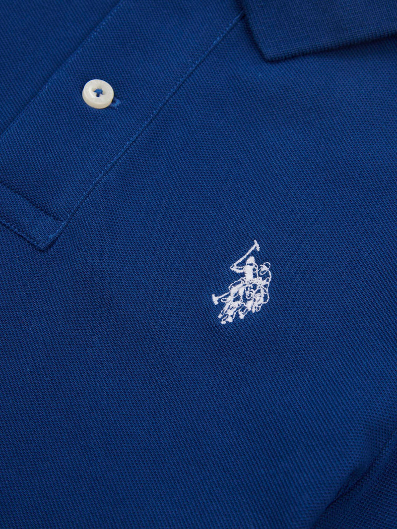 Boys Double Horsemen Polo Shirt in Navy Peony