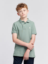 Boys Double Horsemen Polo Shirt in Chinois Green