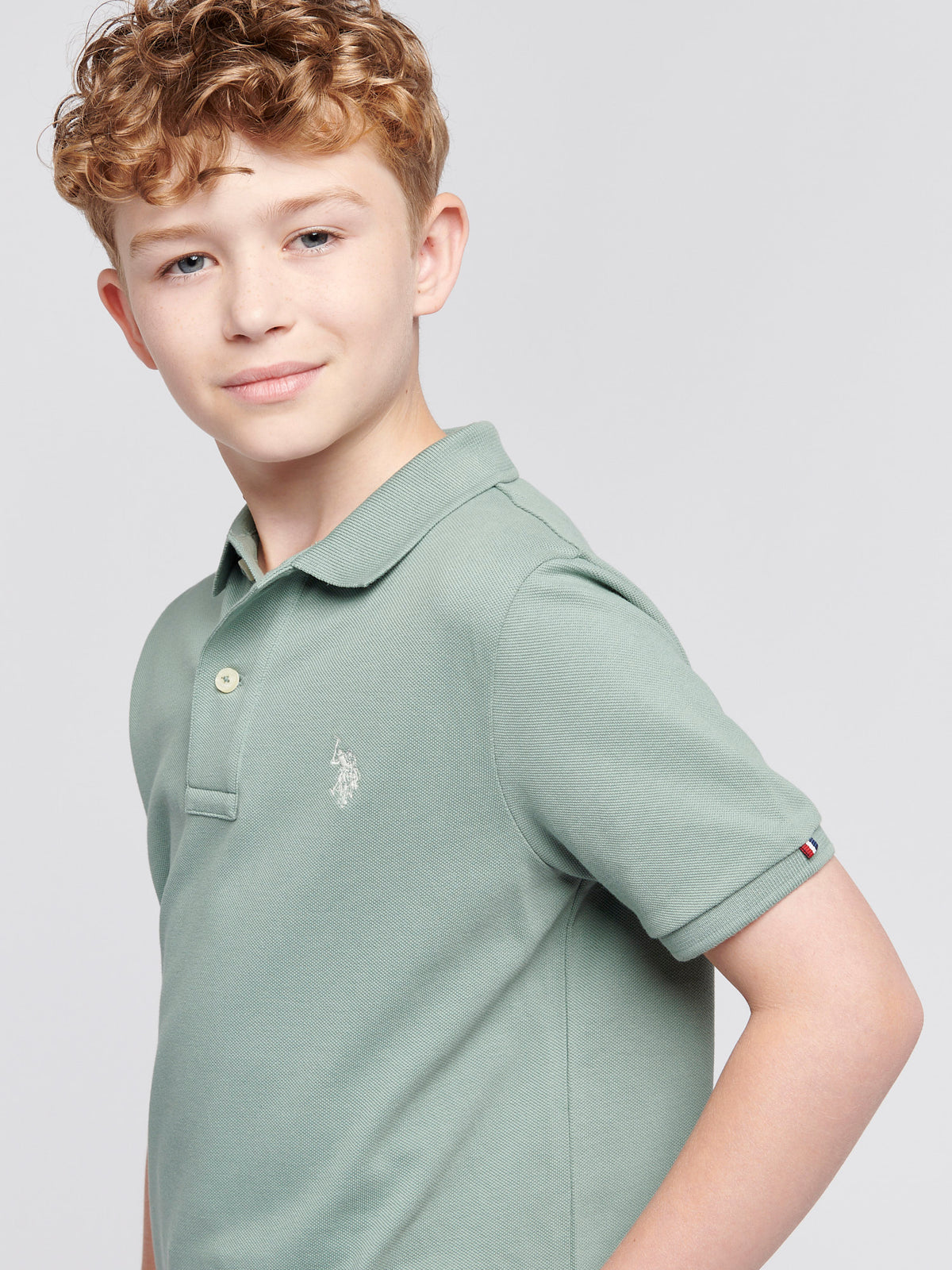 Boys Pique Polo Shirt in Chinois Green