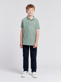 Boys Double Horsemen Polo Shirt in Chinois Green