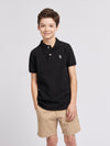 Boys Double Horsemen Polo Shirt in Black Bright White DHM