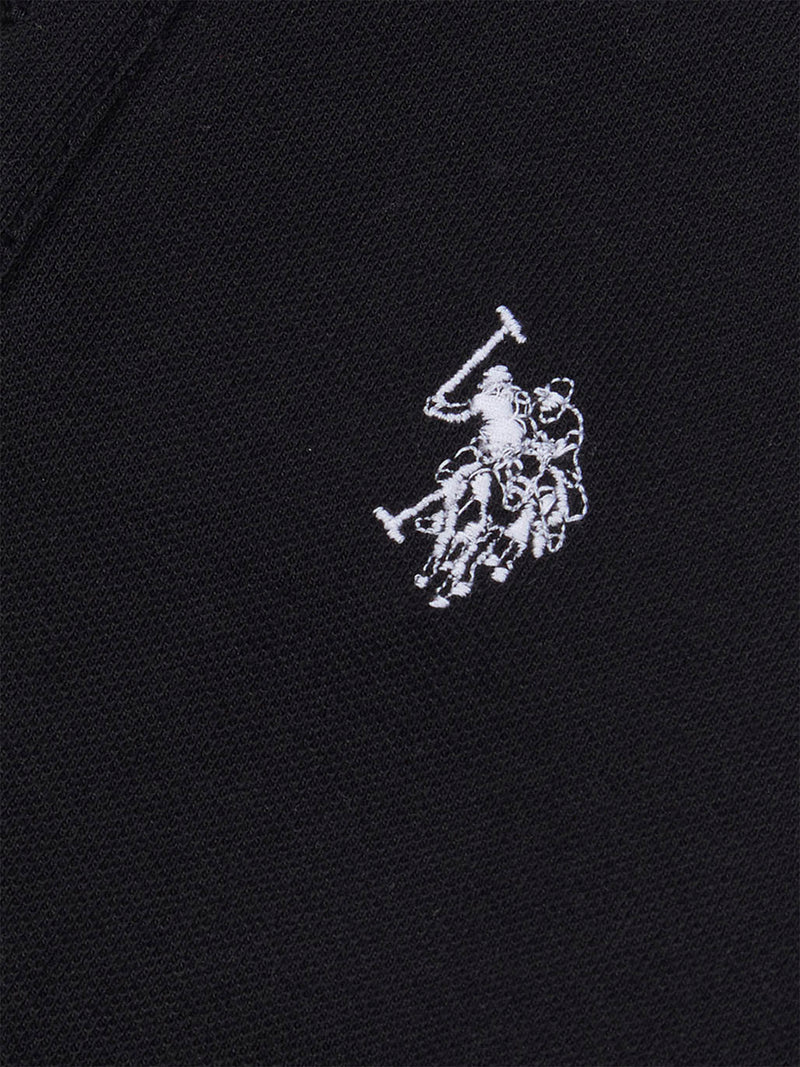 Boys Double Horsemen Polo Shirt in Black Bright White DHM