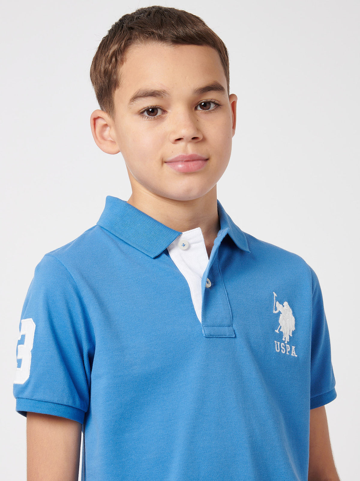 Boys Player 3 Pique Polo Shirt in Campanula