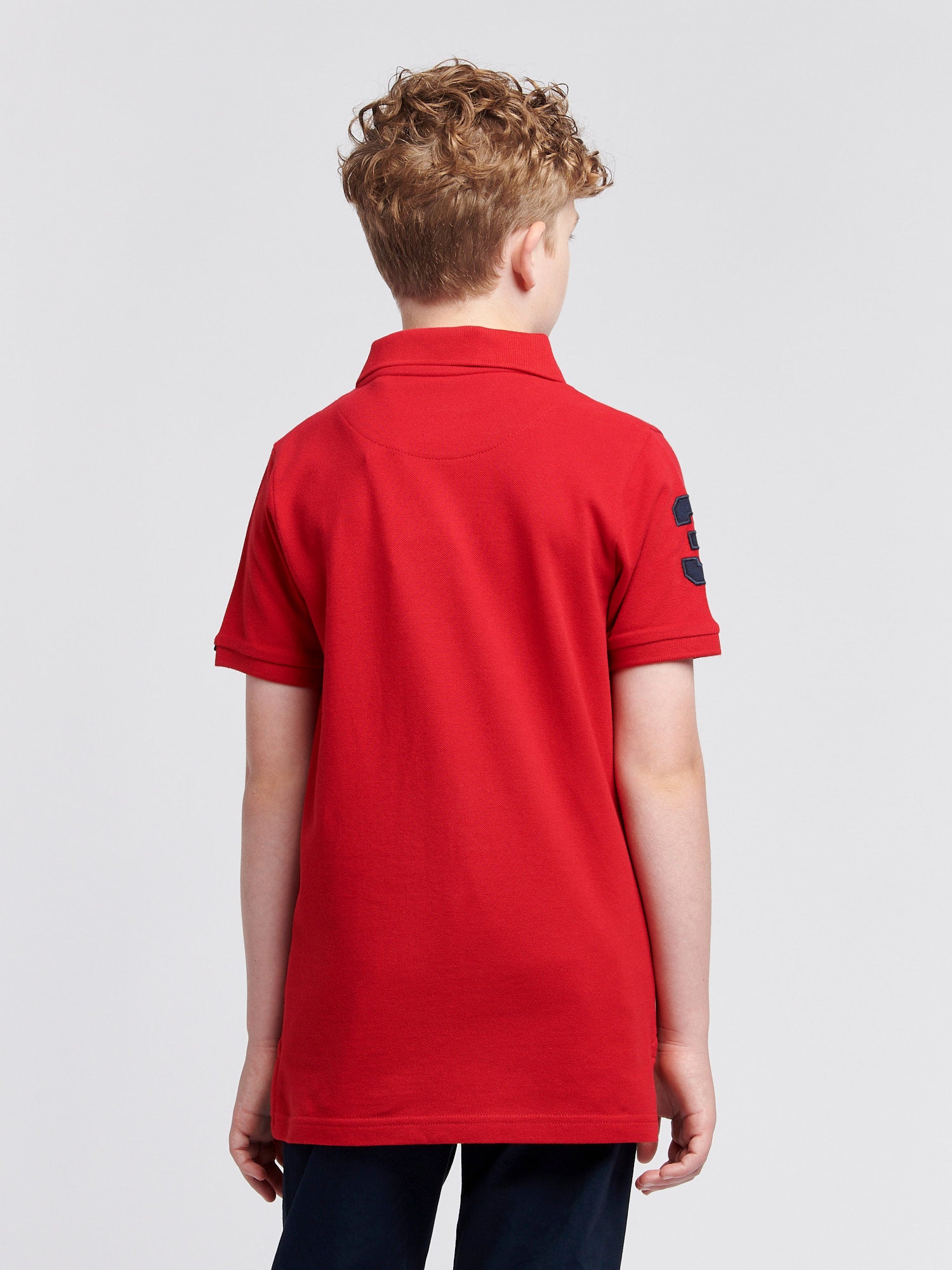 Boys Player 3 Pique Polo Shirt in Haute Red