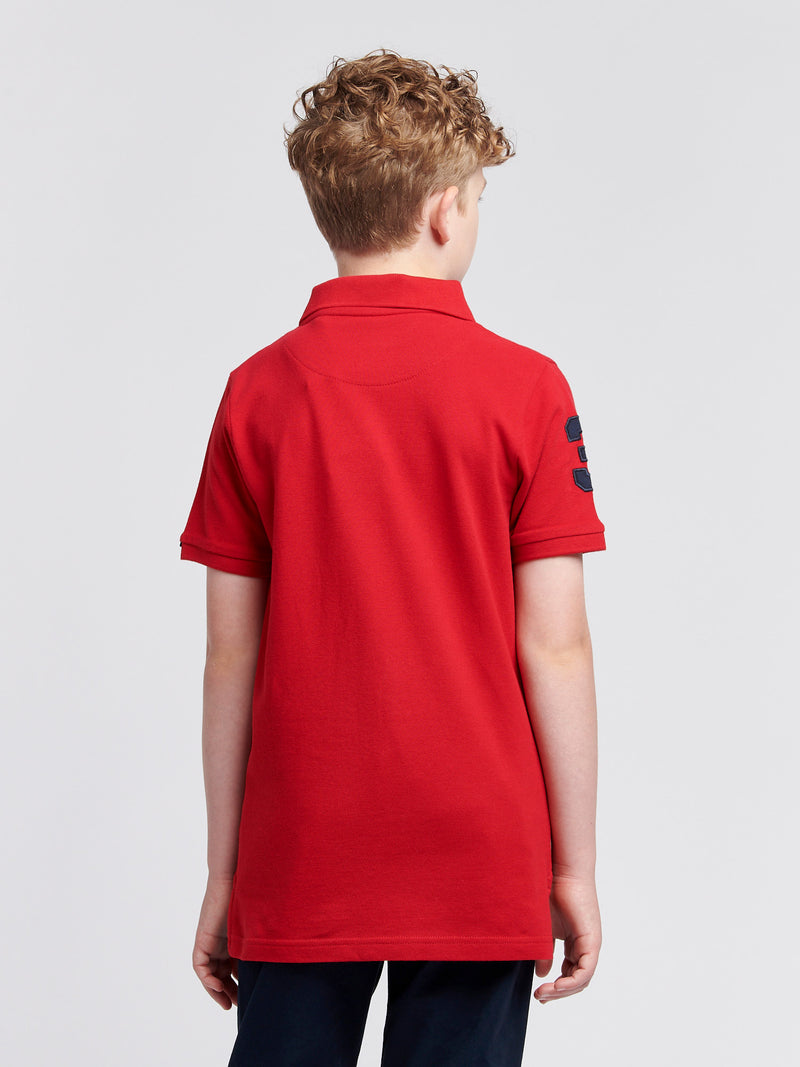 Boys Player 3 Pique Polo Shirt in Haute Red