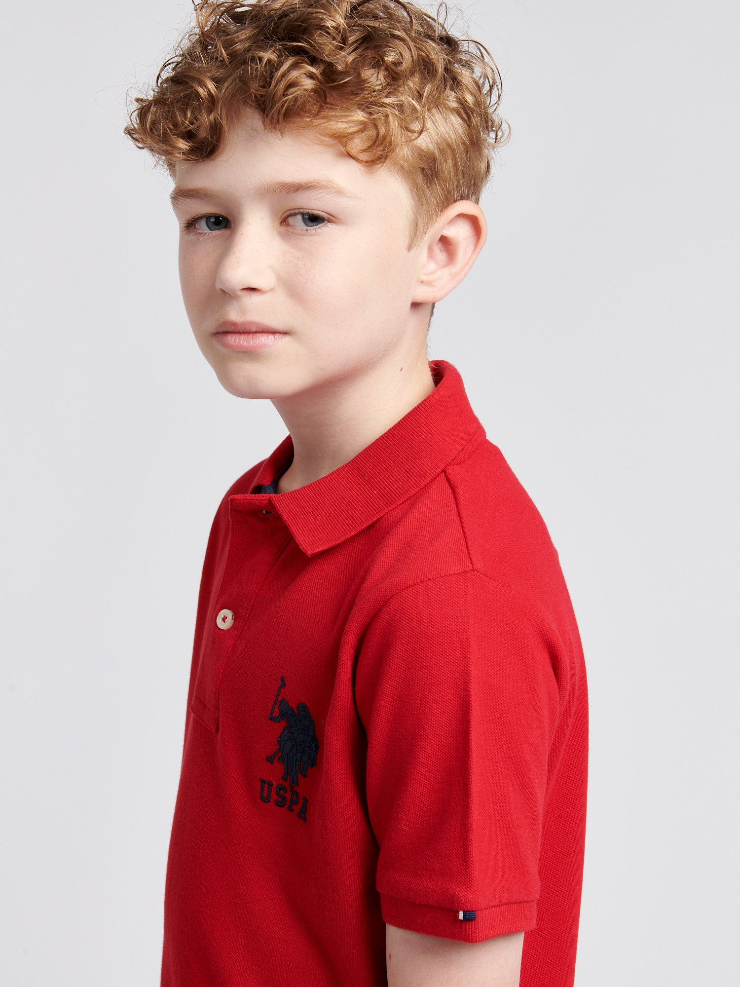 Boys Player 3 Pique Polo Shirt in Haute Red