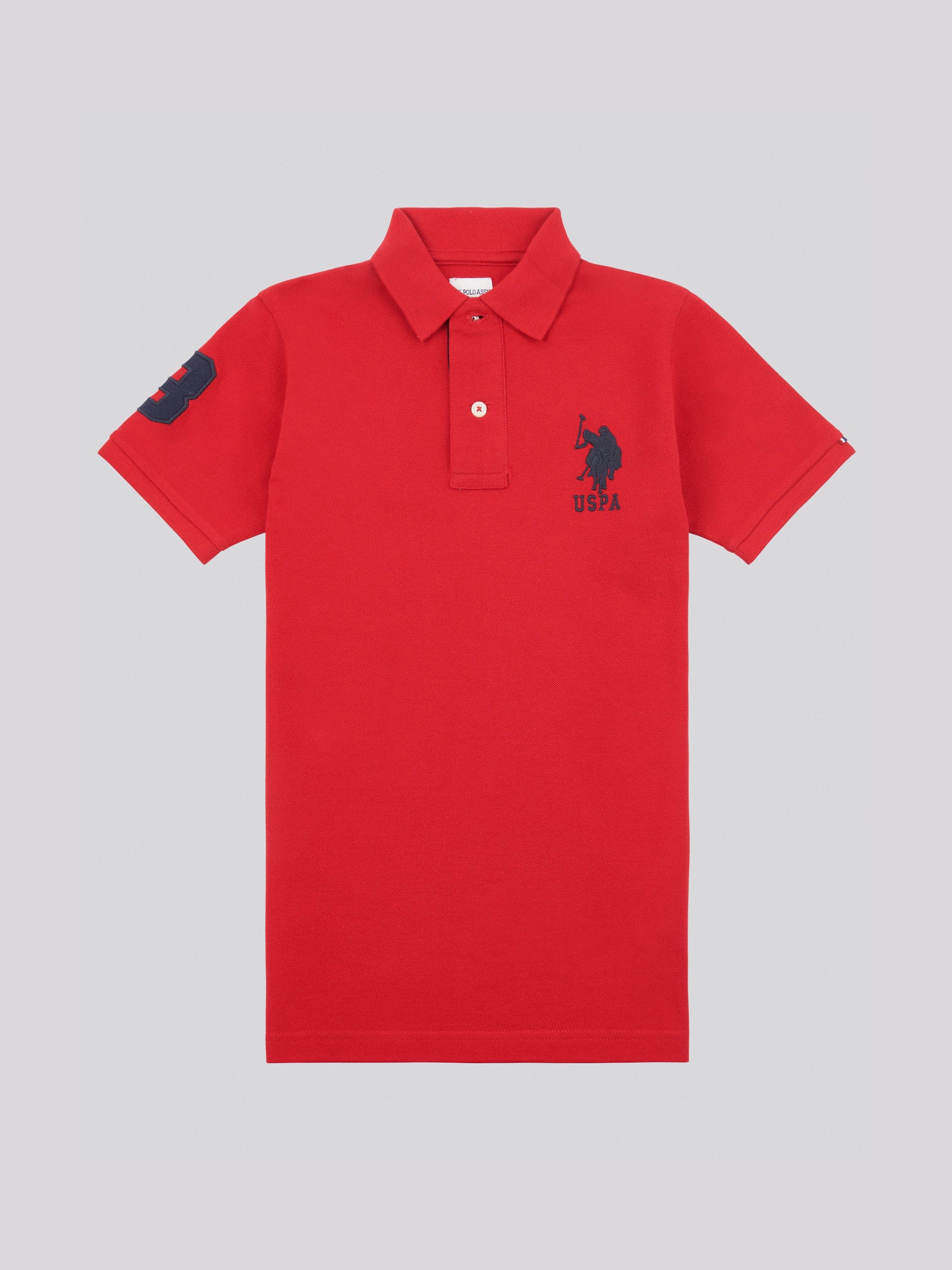 Boys Player 3 Pique Polo Shirt in Haute Red