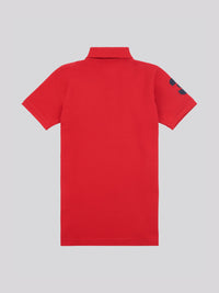 Boys Player 3 Pique Polo Shirt in Haute Red