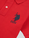 Boys Player 3 Pique Polo Shirt in Haute Red